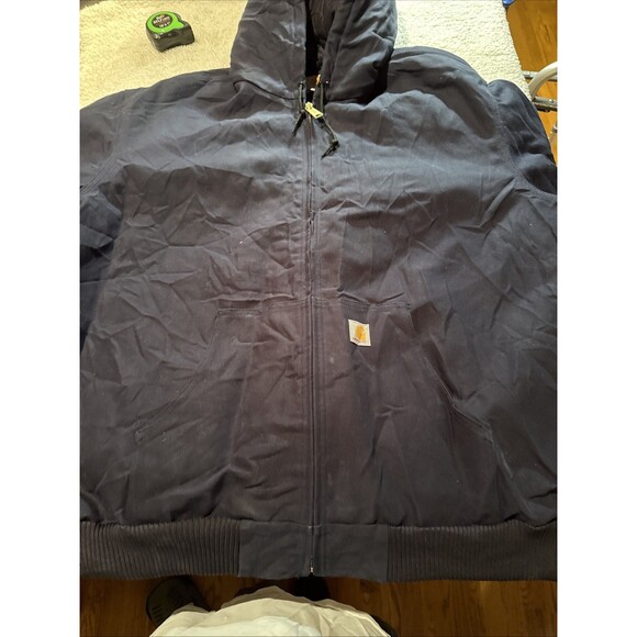 Carhartt J140 Dark Blue Jacket Mens Sz 4XLT Workwear Quilt Lined USA Hooded - Picture 1 of 9
